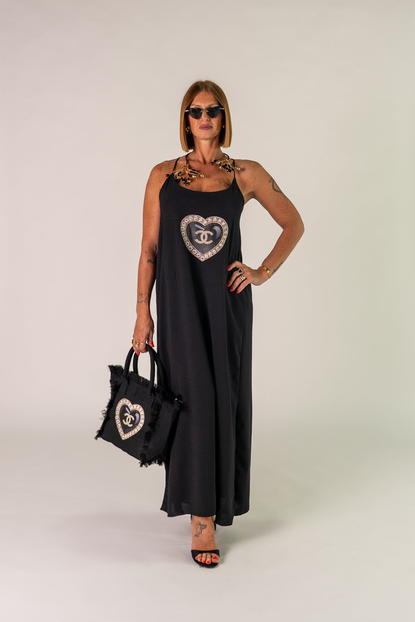 BORSA BIG HEART BLACK
