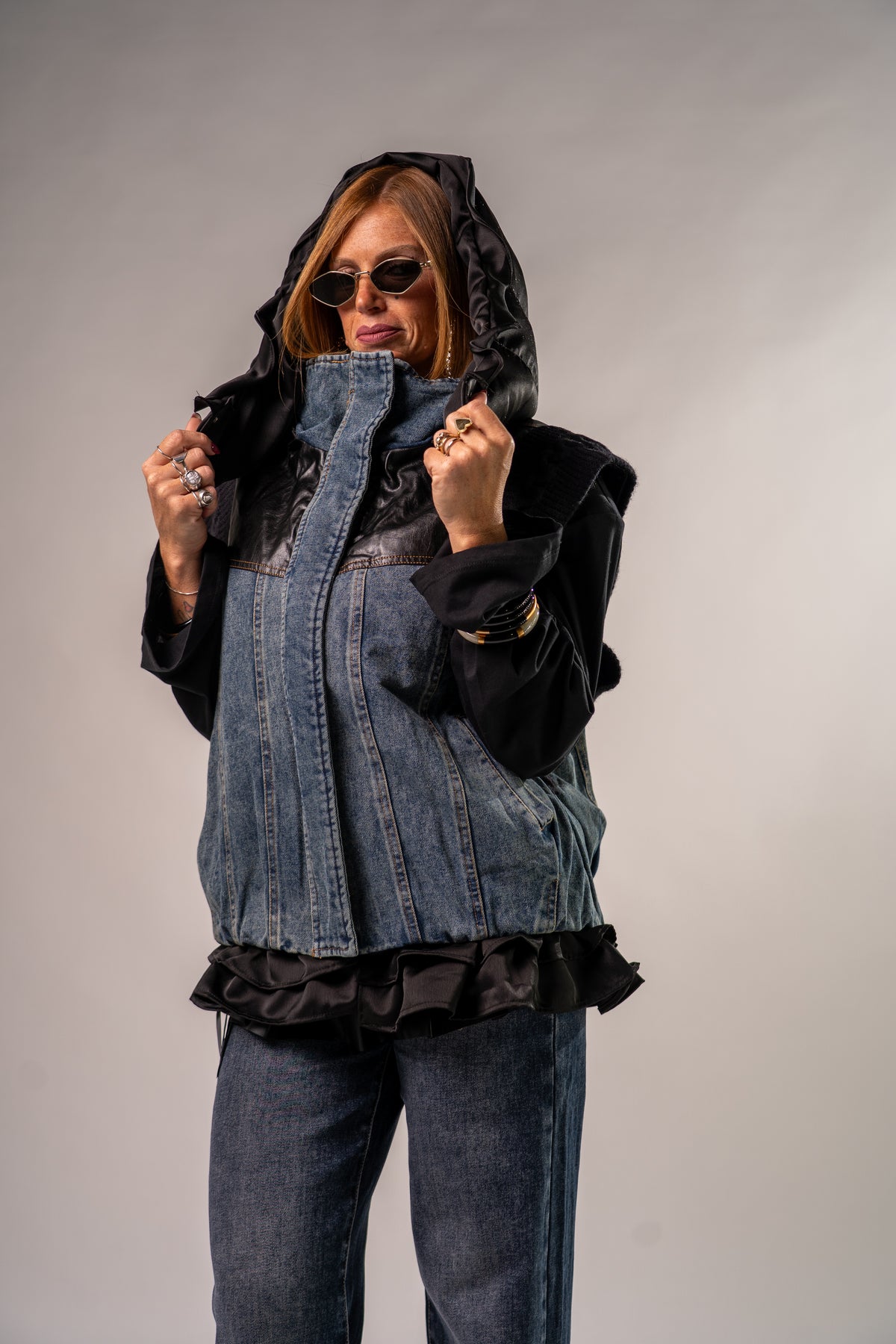 GILET BOMBER COMBINATO BLACK!
