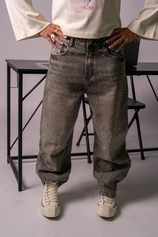 JEANS STRASS GREY!