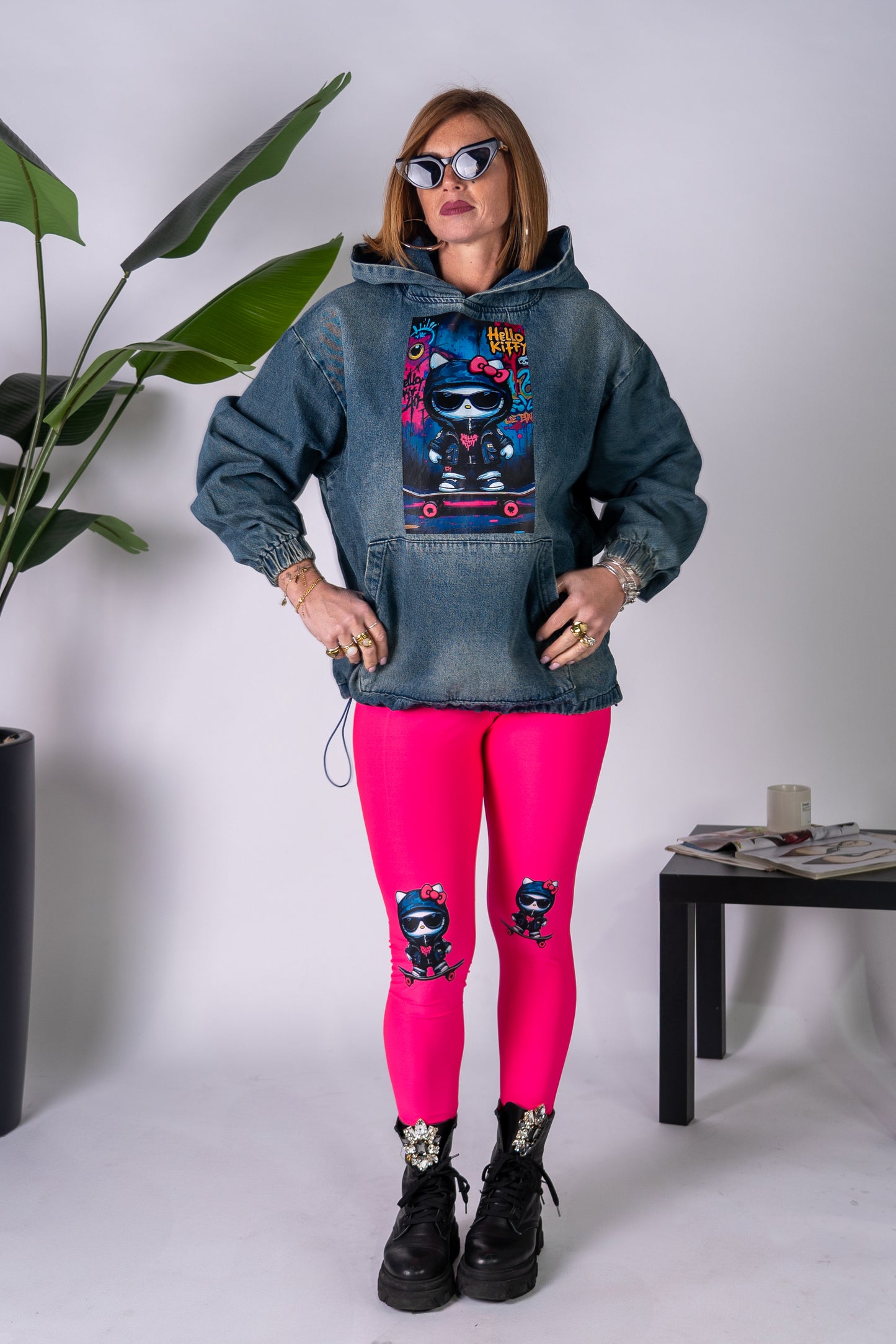 FELPA DENIM KITTY SKATE!