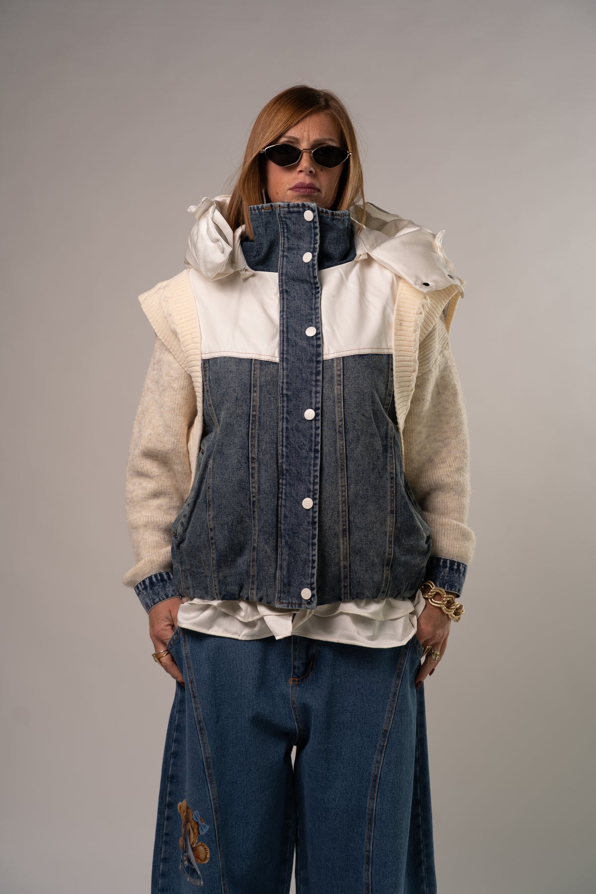 GILET BOMBER COMBINATO WHITE! 🤍