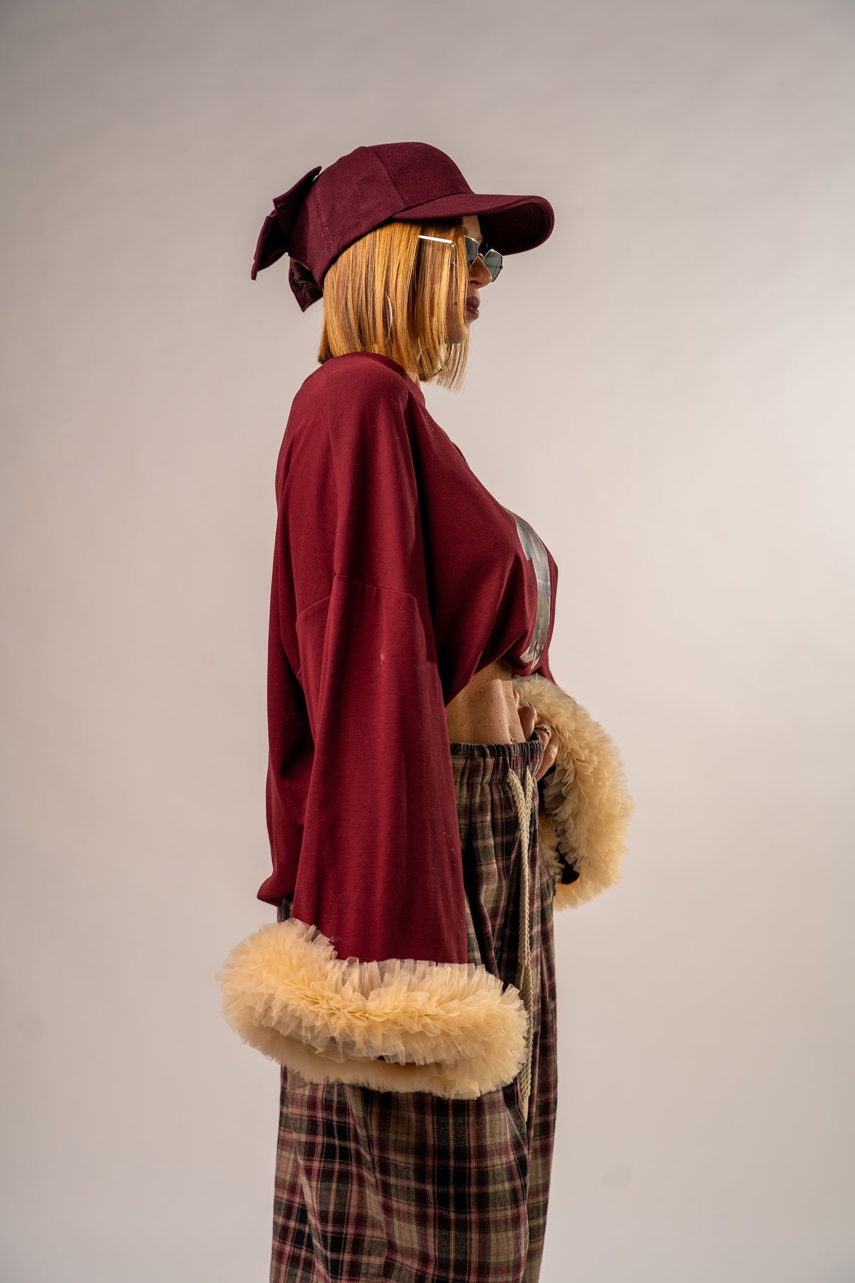 MAGLIA LONG SLEEVE TULLE BORDEAUX!