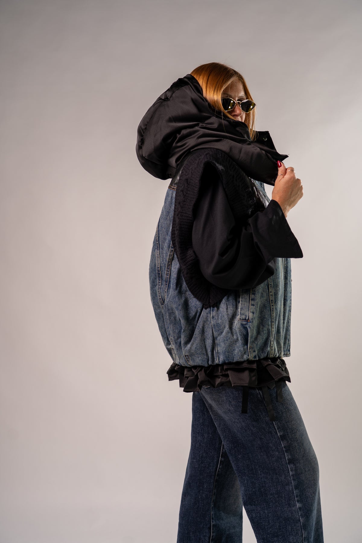 GILET BOMBER COMBINATO BLACK!