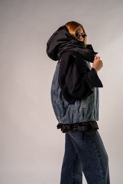 GILET BOMBER COMBINATO BLACK!