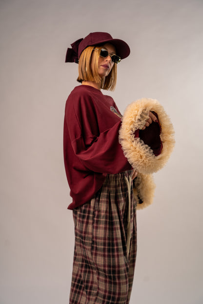 MAGLIA LONG SLEEVE TULLE BORDEAUX!
