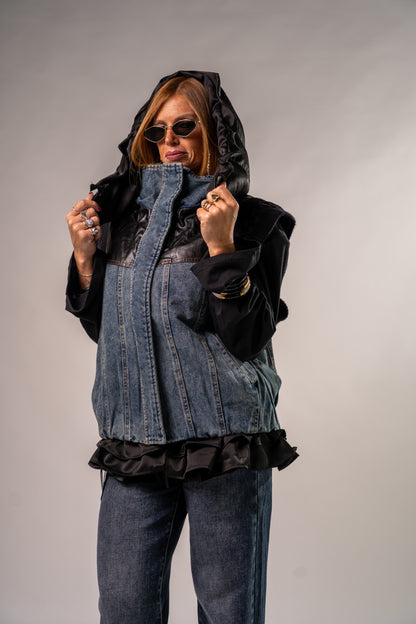 GILET BOMBER COMBINATO BLACK!