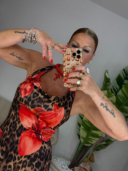 ABITO FLOWER RED ANIMALIER