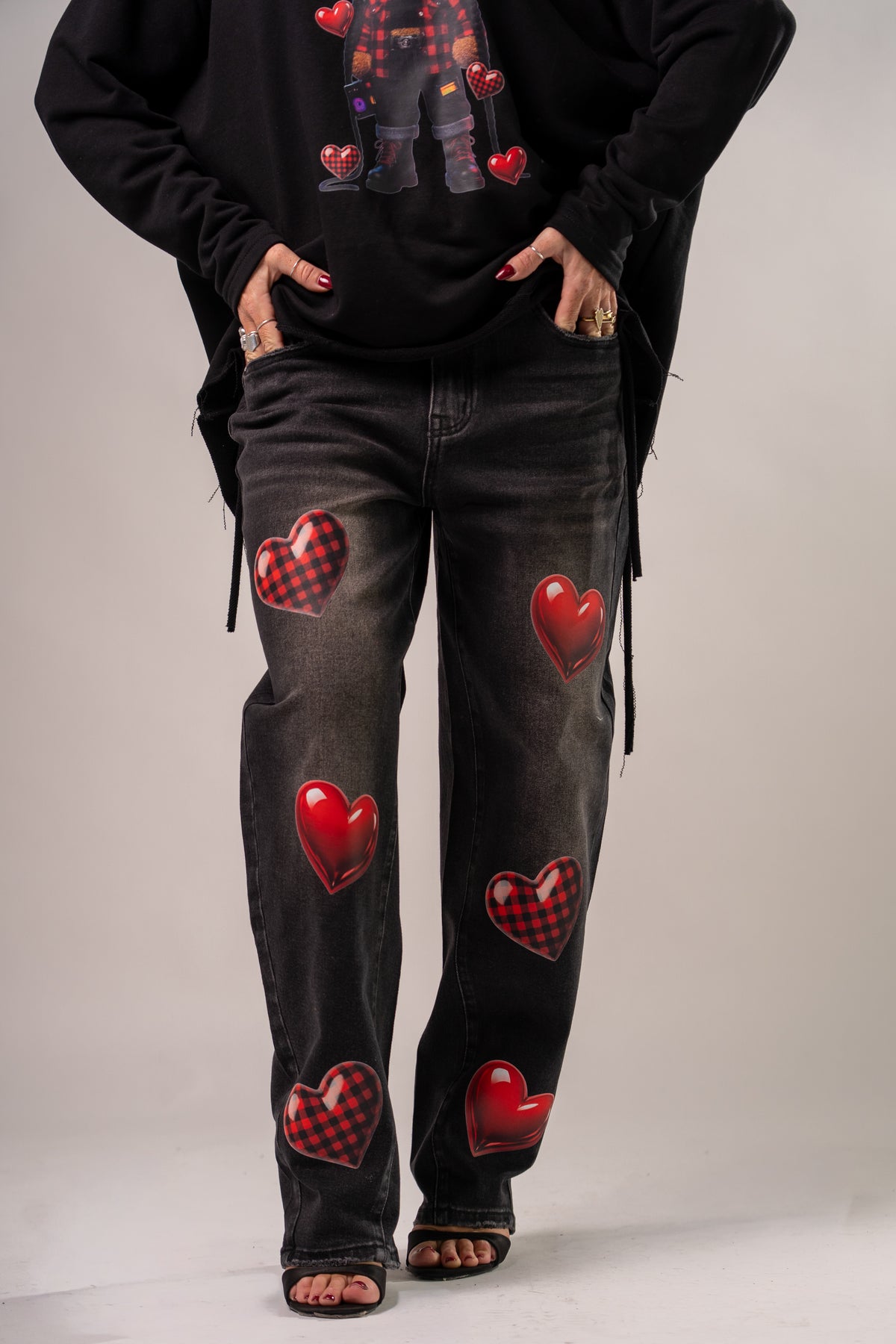 JEANS CURVE RED HEART ❤️