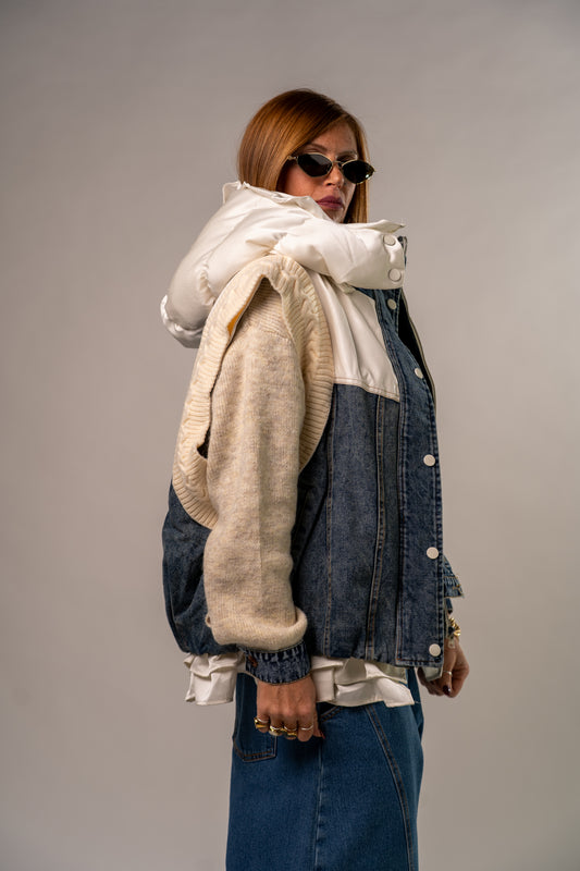 GILET BOMBER COMBINATO WHITE! 🤍