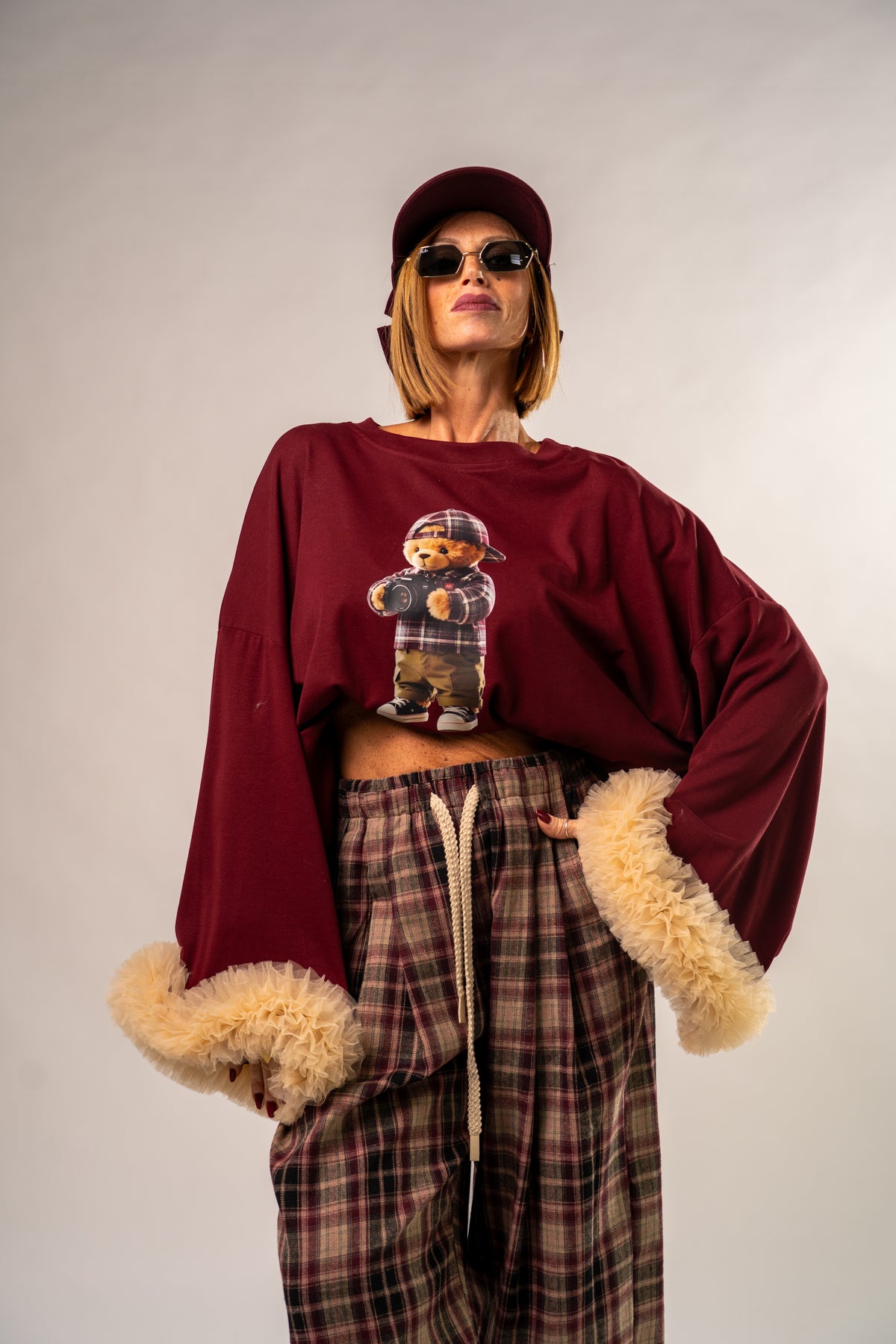 MAGLIA LONG SLEEVE TULLE BORDEAUX!