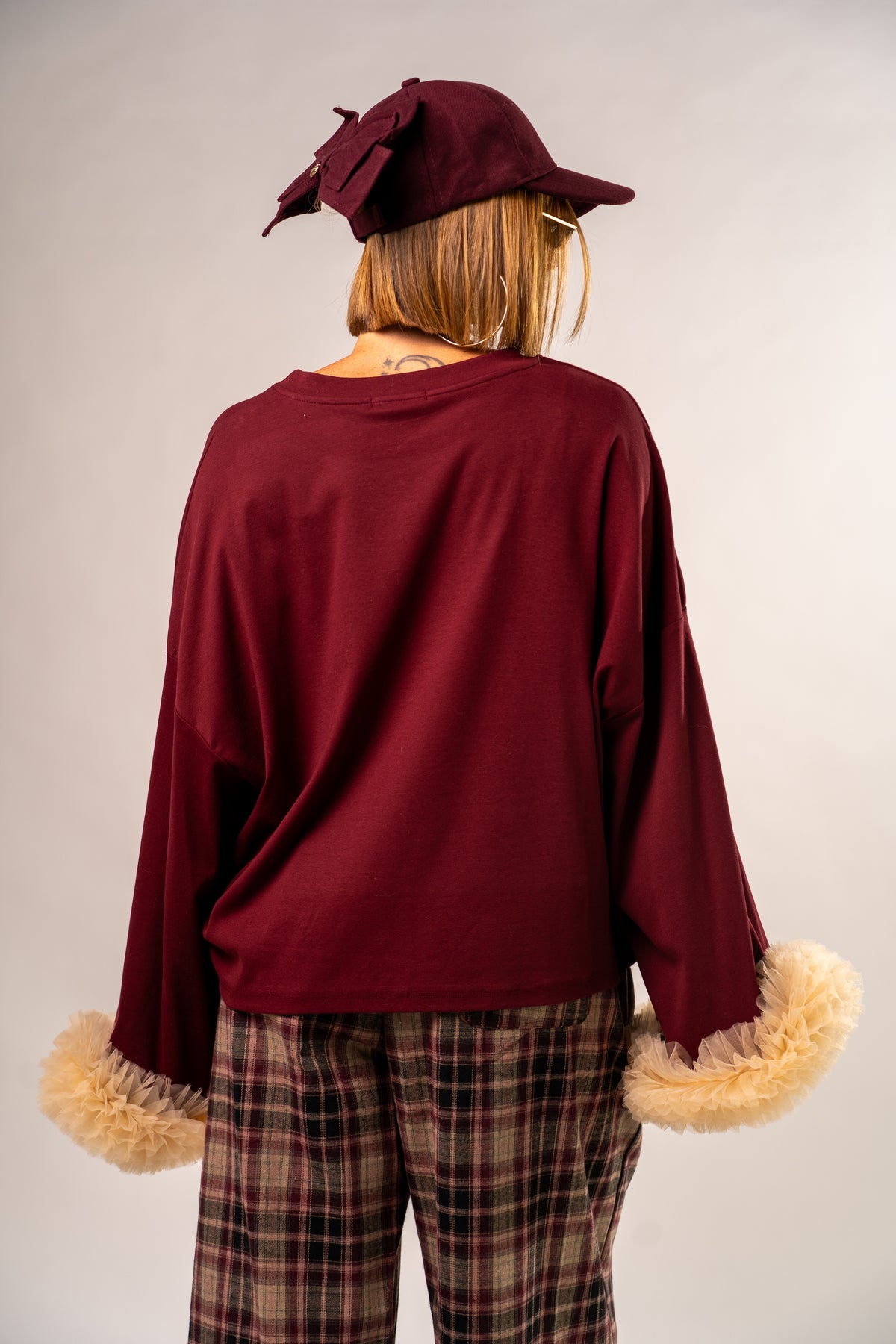 MAGLIA LONG SLEEVE TULLE BORDEAUX!