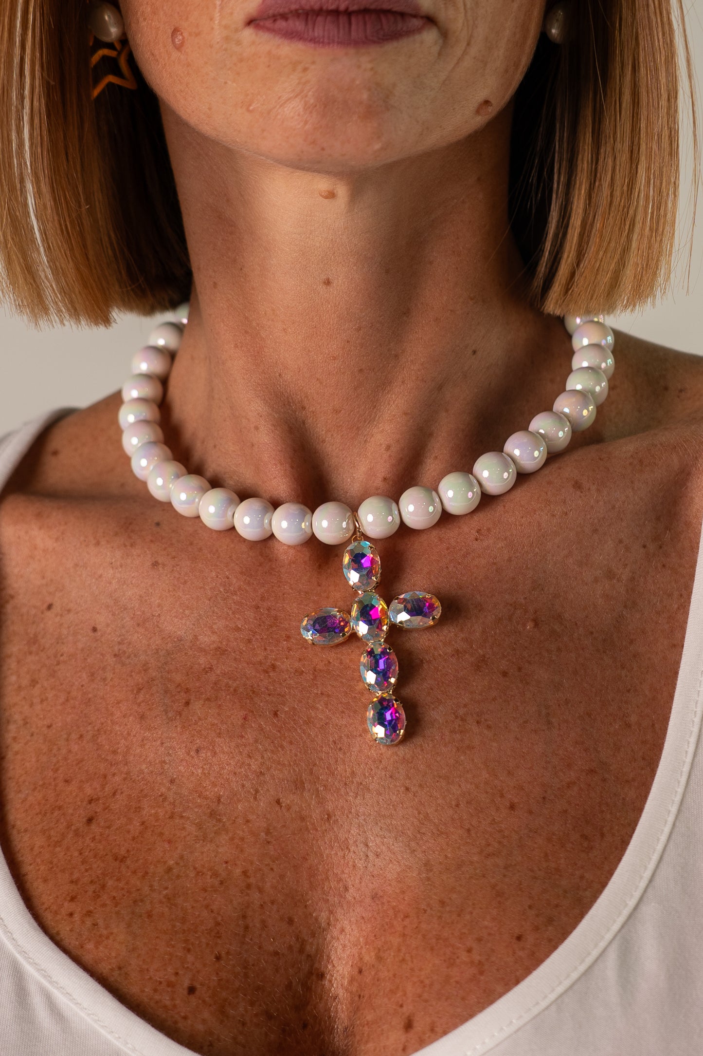 CHOKER CROCE WHITE