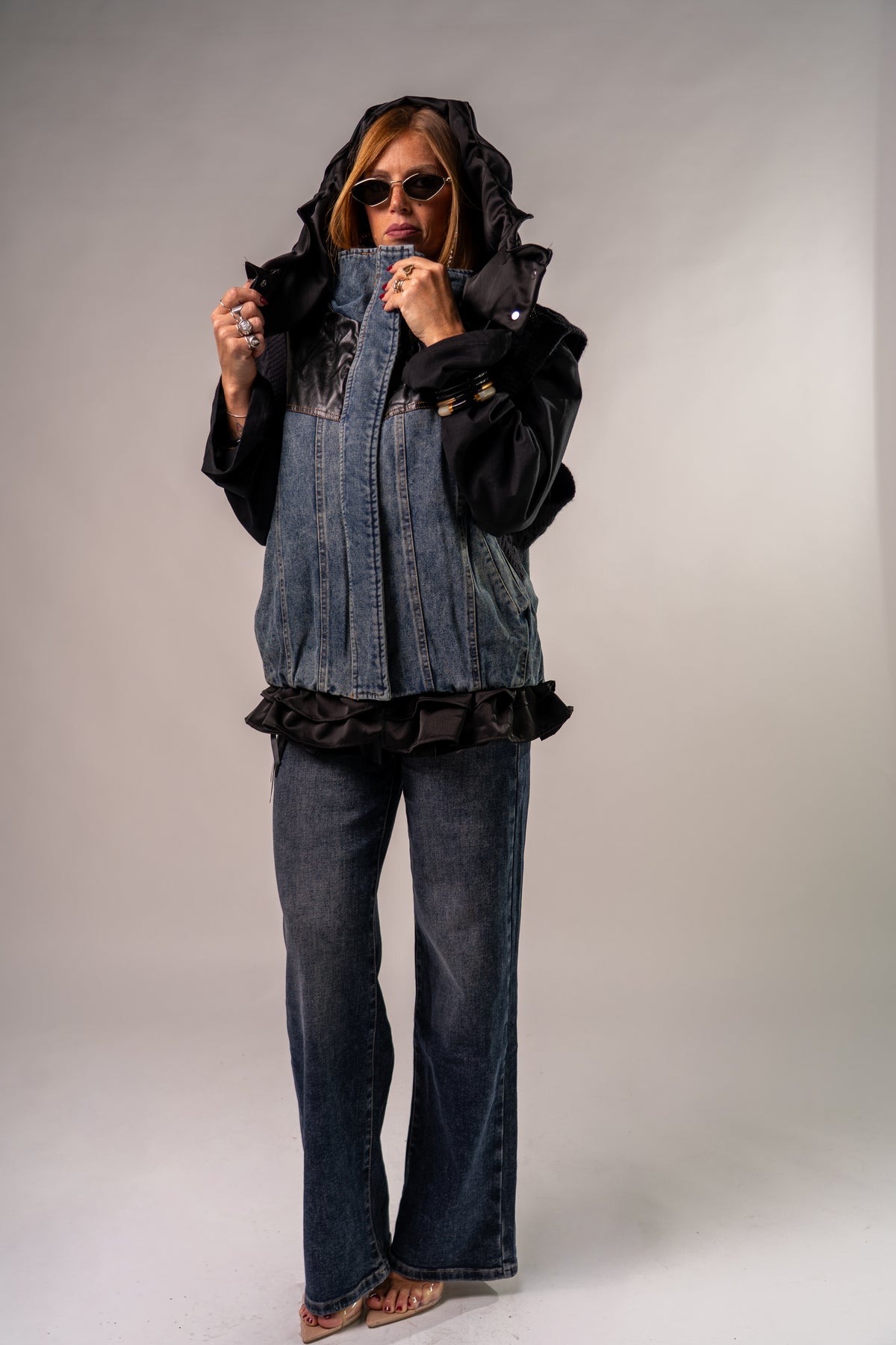 GILET BOMBER COMBINATO BLACK!