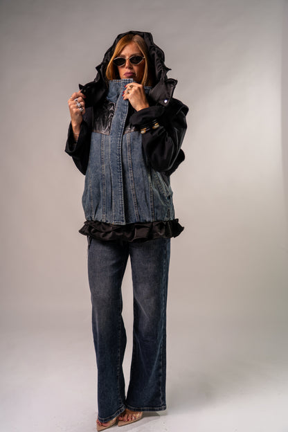 GILET BOMBER COMBINATO BLACK!