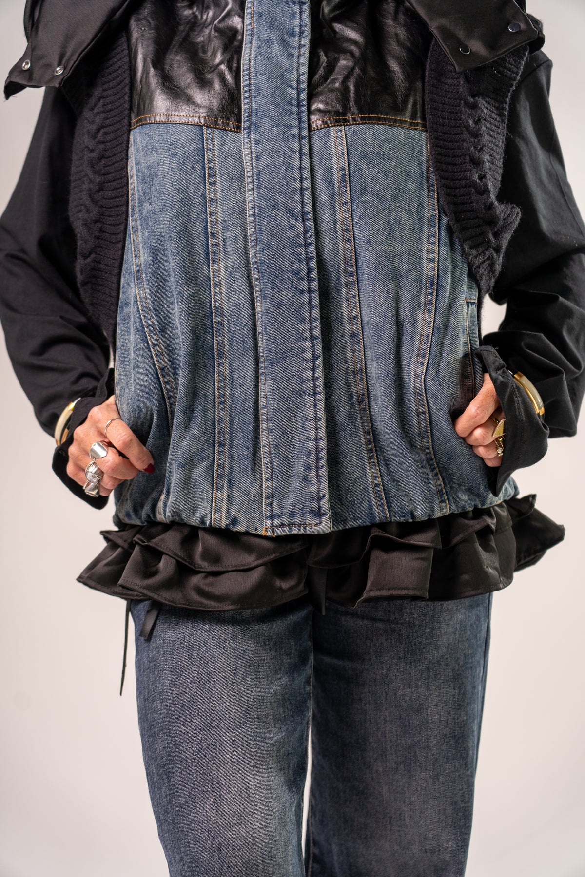 GILET BOMBER COMBINATO BLACK!