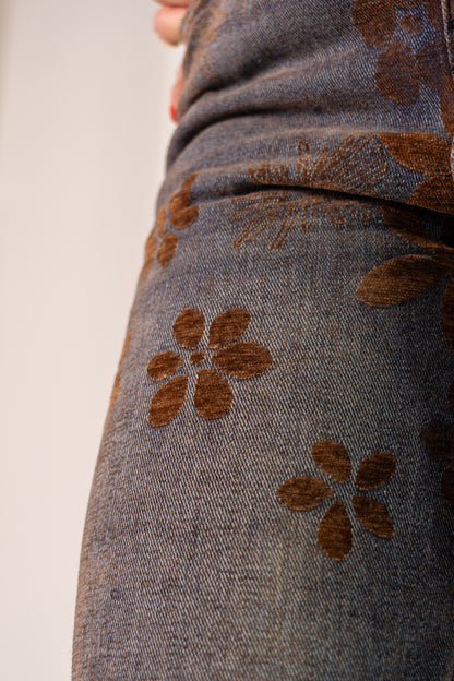 JEANS FLOWER BROWN
