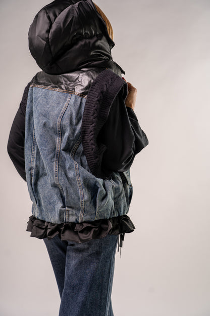 GILET BOMBER COMBINATO BLACK!