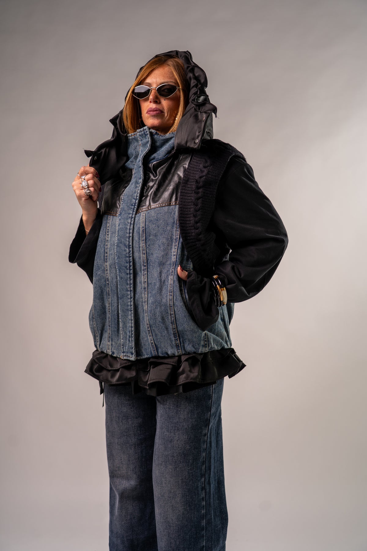 GILET BOMBER COMBINATO BLACK!