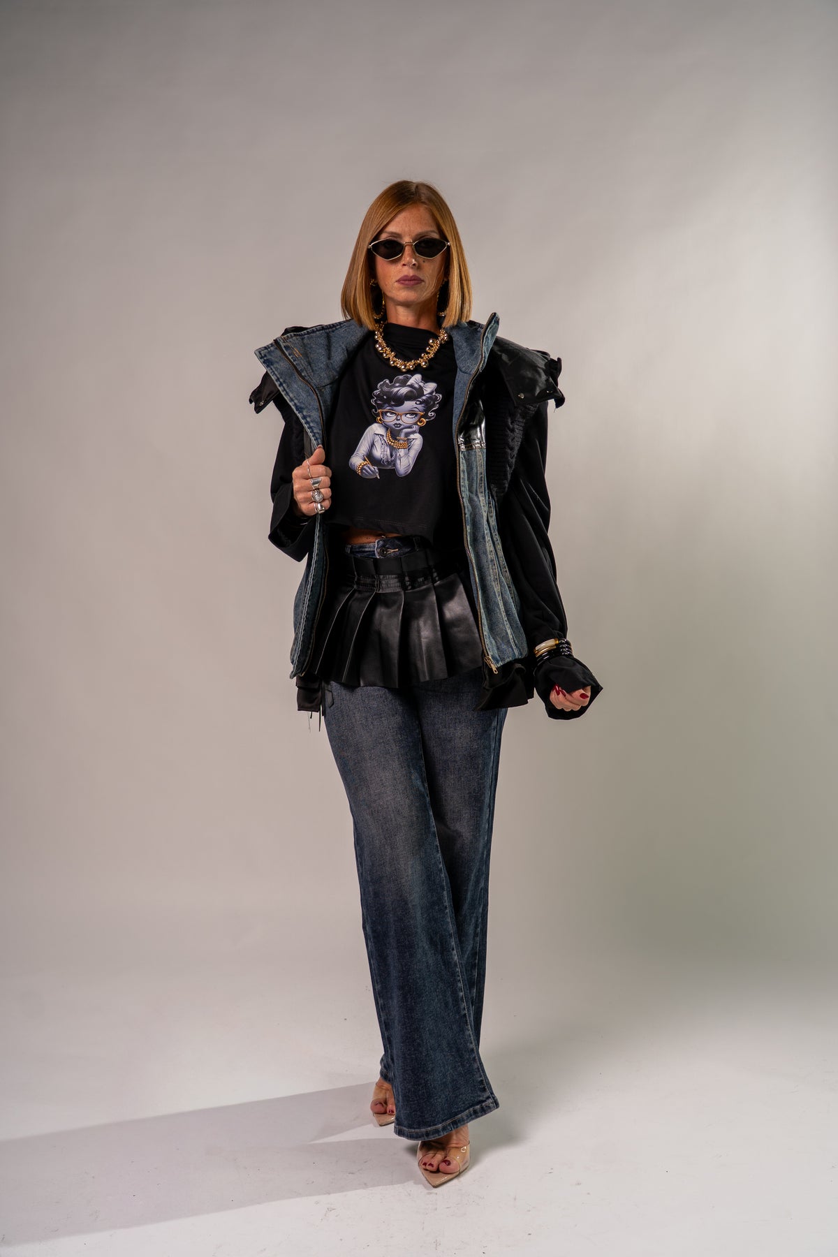 GILET BOMBER COMBINATO BLACK!