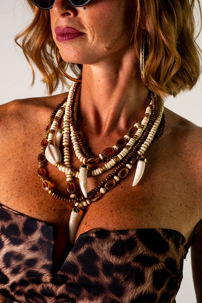 COLLANA CORNI LEGNO