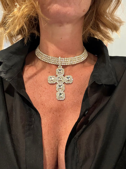CHOKER CROSS STRASS
