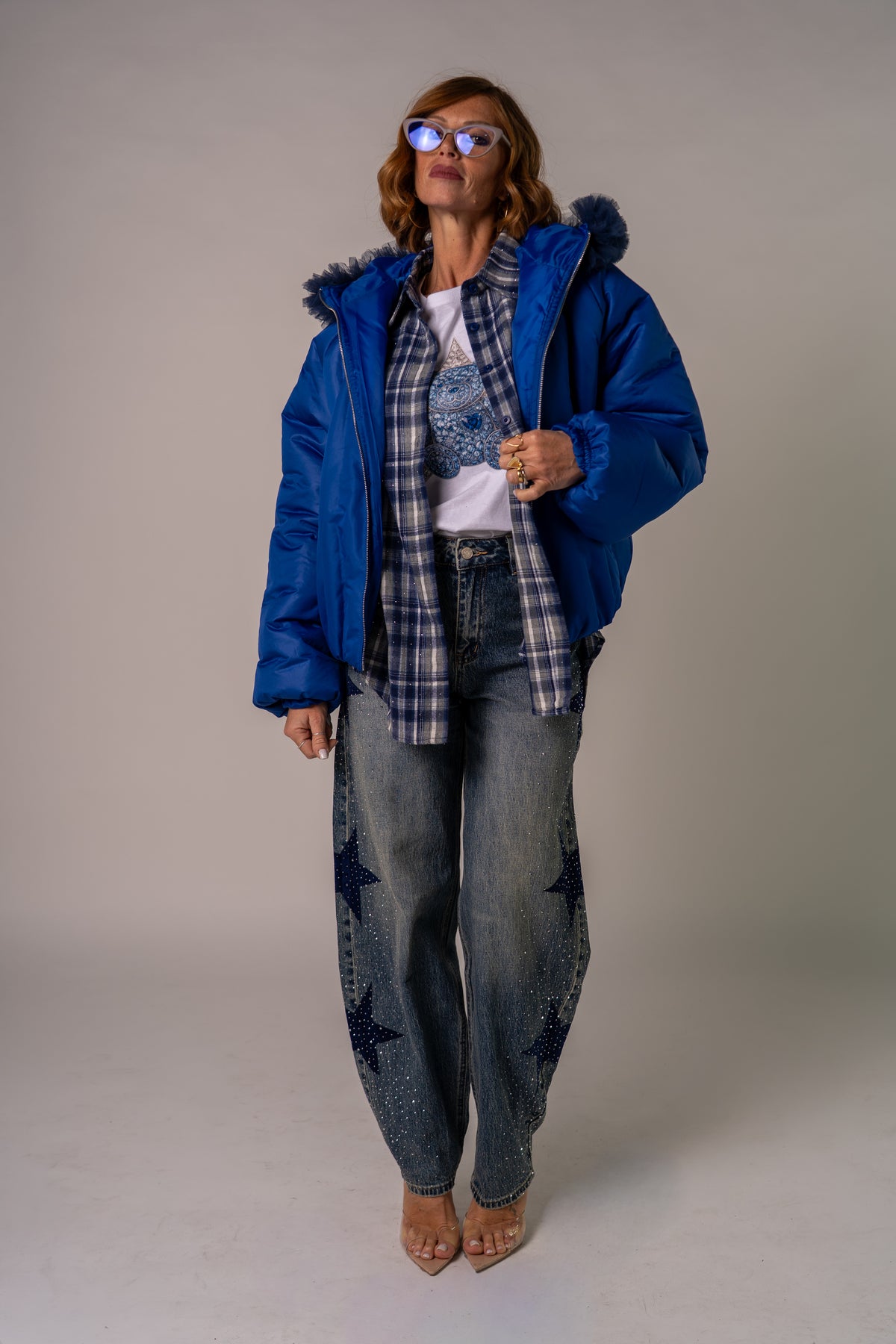 BOMBER OVER TULLE BLU!