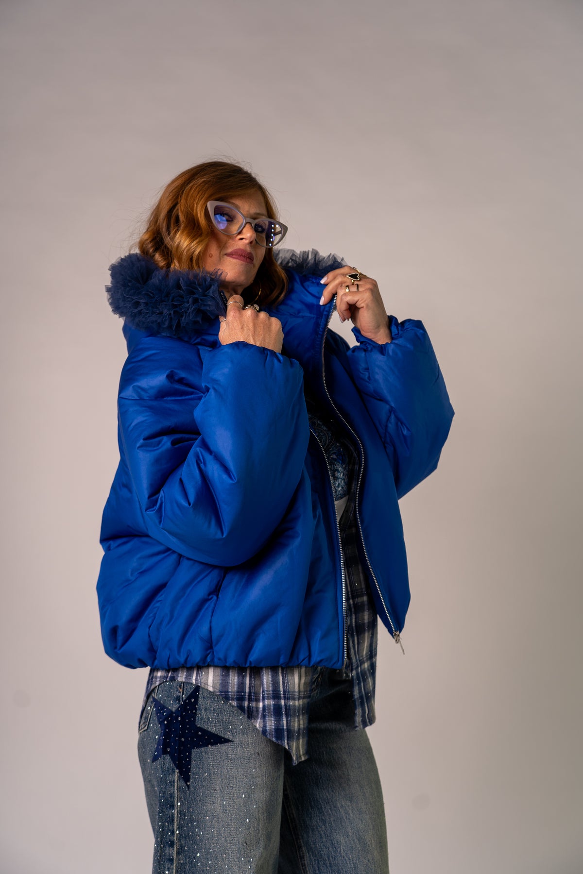 BOMBER OVER TULLE BLU!