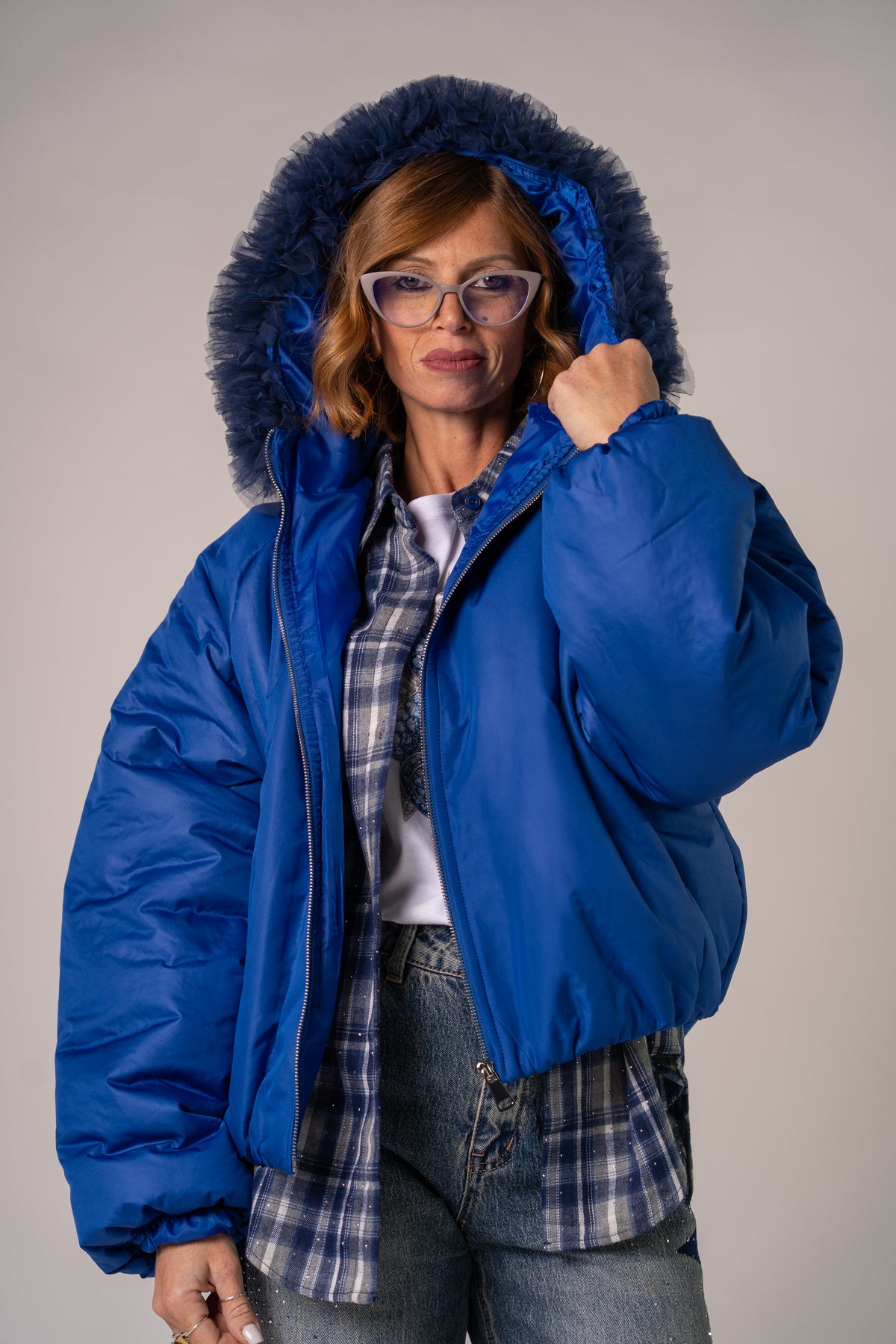 BOMBER OVER TULLE BLU!