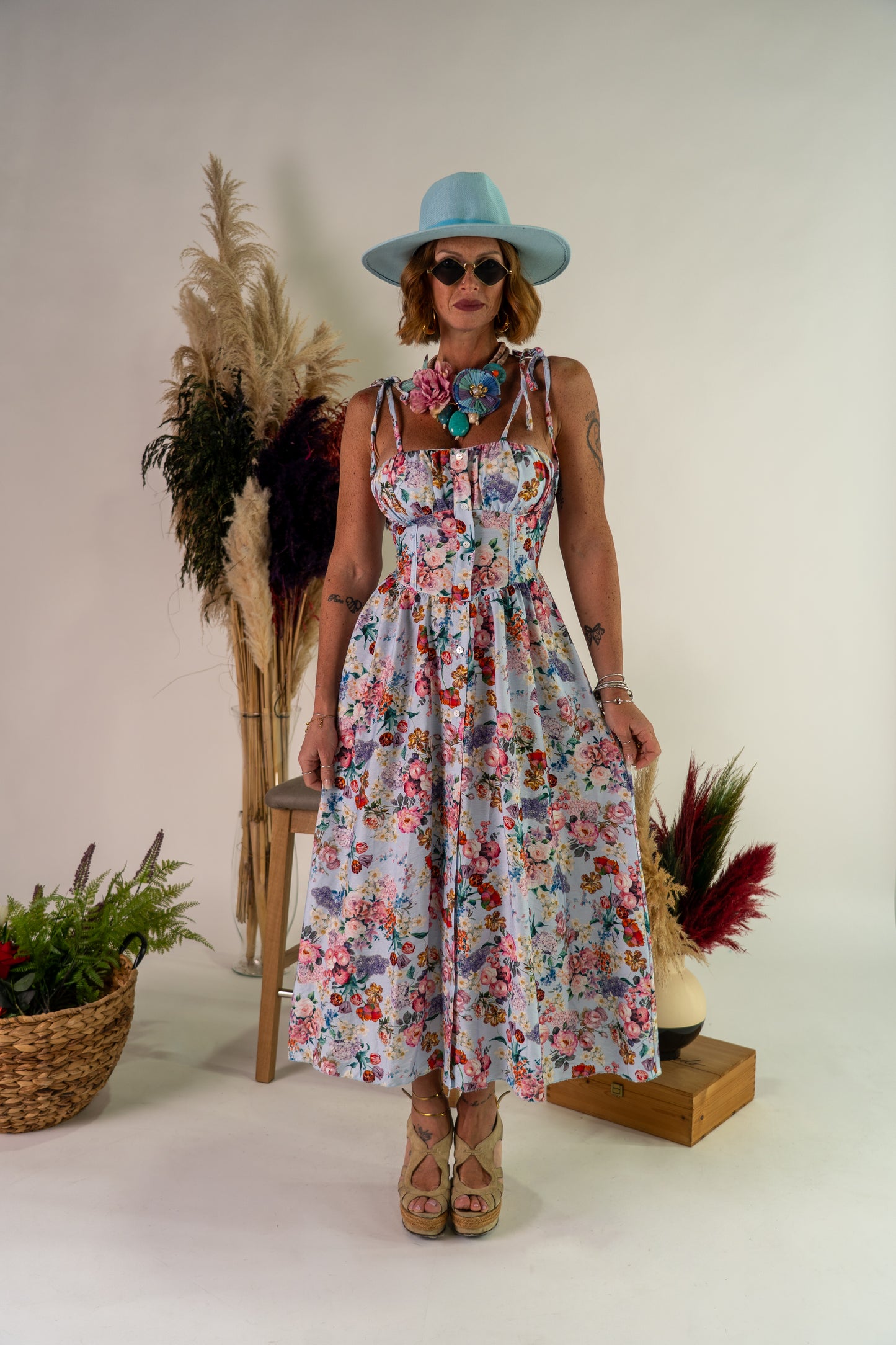ABITO FLOWER CIELO
