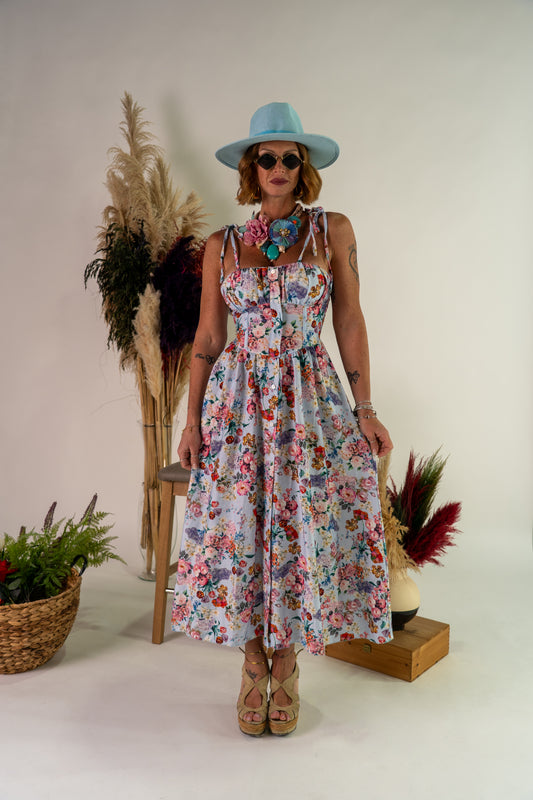 ABITO FLOWER CIELO