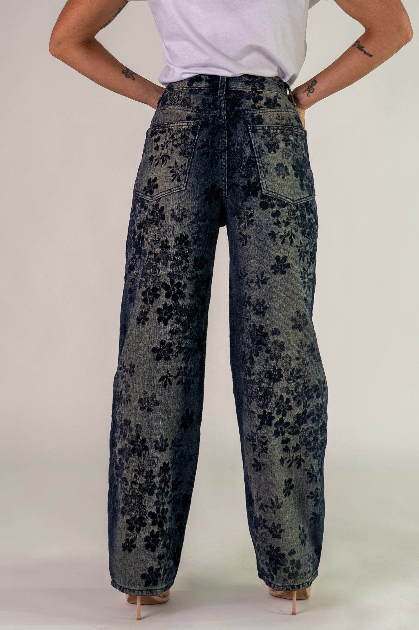 JEANS FLOWER BLU