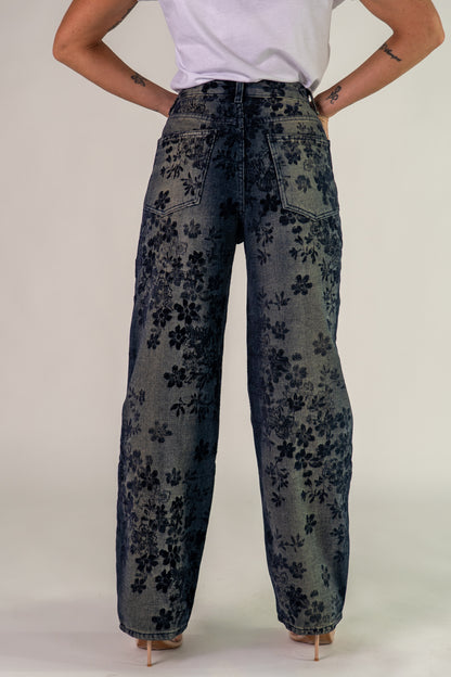 JEANS FLOWER BLU