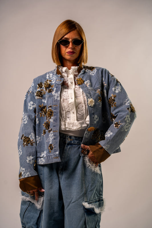 GIUBBINO DENIM FIORELLOSO!